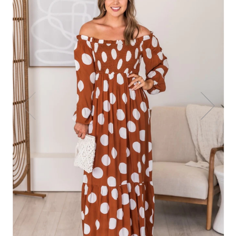 FINAL OFFER Pink Lily Polka dot Maxi Dress